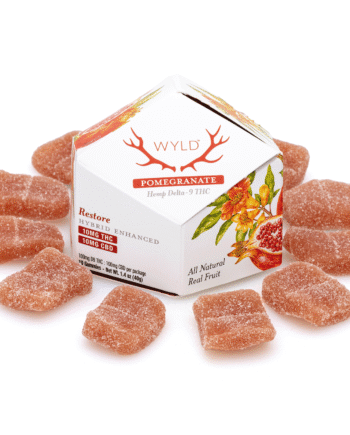 Wyld Delta 9 / CBD Restore Gummies - Pomegranate - 10 Count (100 mg Delta 9 THC + 100 mg CBD Total),